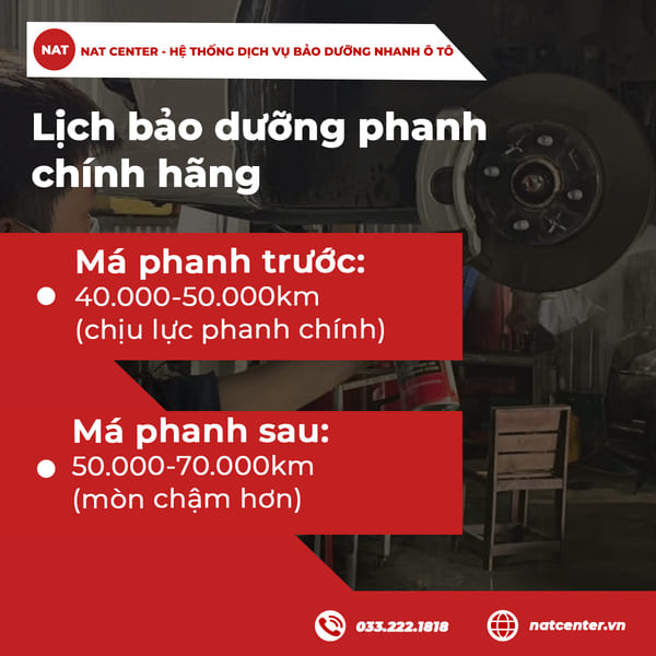 Lịch bảo dưỡng má phanh xe Ford Ranger tại NAT Center