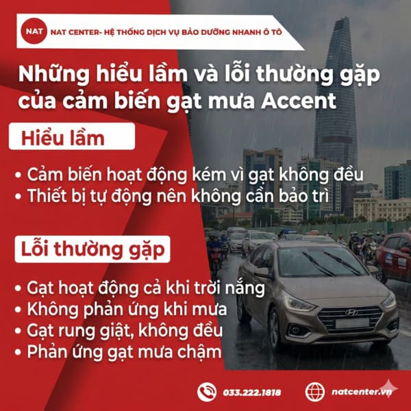 Cảm biến gạt mưa xe Huyndai Accent có những hiểu lầm và lỗi sử dụng nào thường gặp?