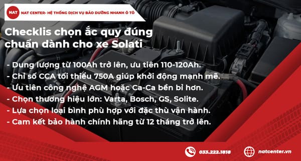 Checklist lựa chọn ắc quy đúng