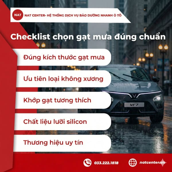 Checklist chọn gạt mưa VF7 đúng chuẩn theo NAT Center