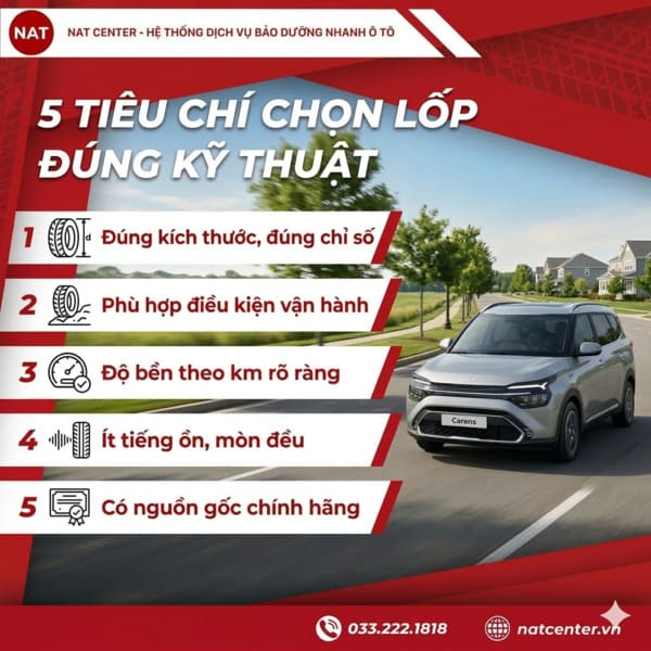5 tiêu chí chọn lốp xe Kia Carens đúng kỹ thuật