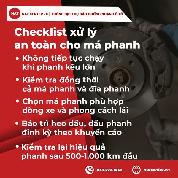 Checklist xử lý an toàn cho má phanh Attrage 