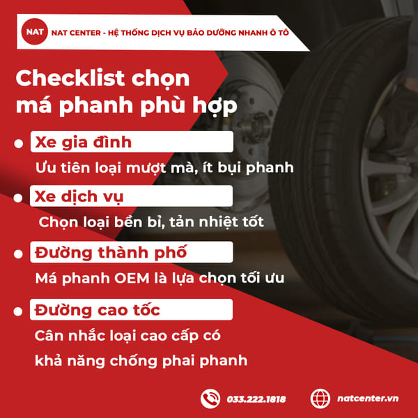 Chọn má phanh phù hợp tại  