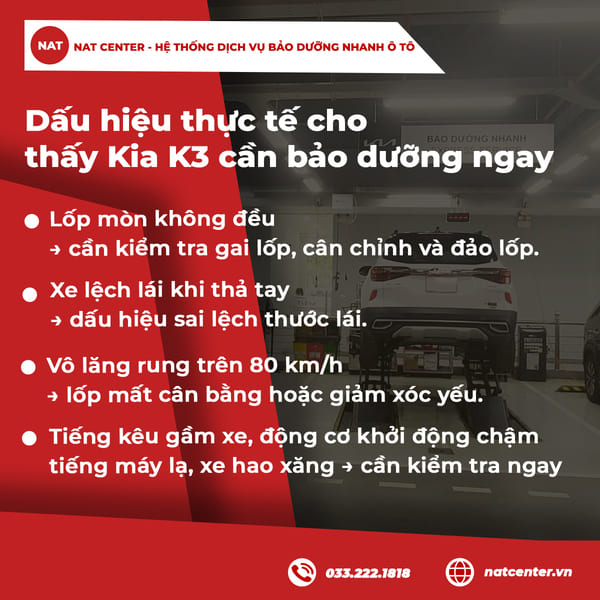 Các dấu hiệu bảo dưỡng Kia K3 thực tế cần