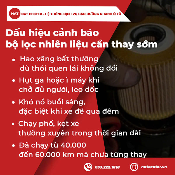 Dấu hiệu lọc xăng Stargazer cần thay theo NAT Center