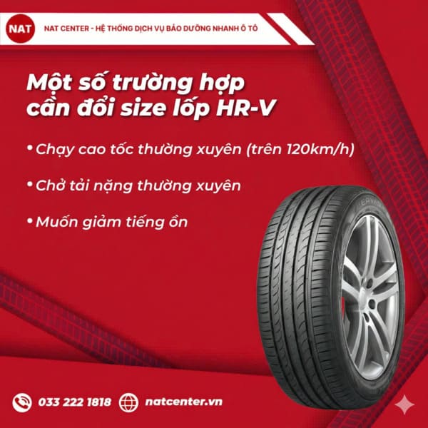 Một số trường hợp cần đổi size lốp HR-V