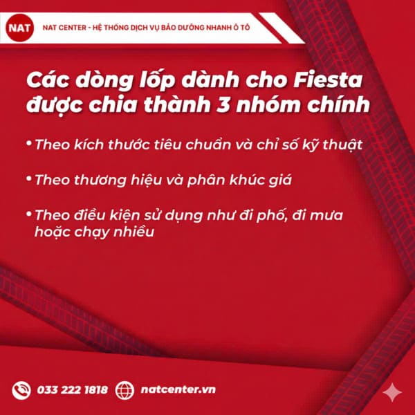 Các dòng lốp dành cho Fiesta được chia thành 3 nhóm chính