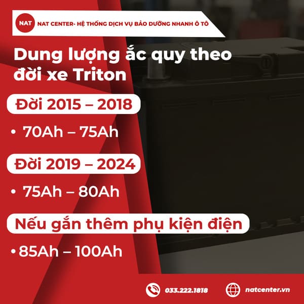 Dung lượng ắc quy xe Triton 