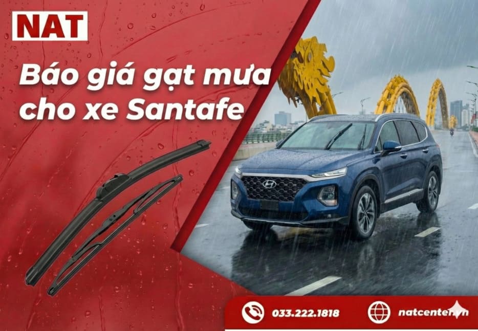 Giá gạt mưa Santafe kèm kích thước chi tiết