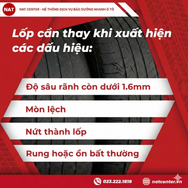 Dấu hiệu cần thay lốp VF3 theo NAT Center