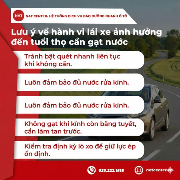 Hành vi ảnh hưởng tuổi thọ gạt mưa của xe Ford Focus 