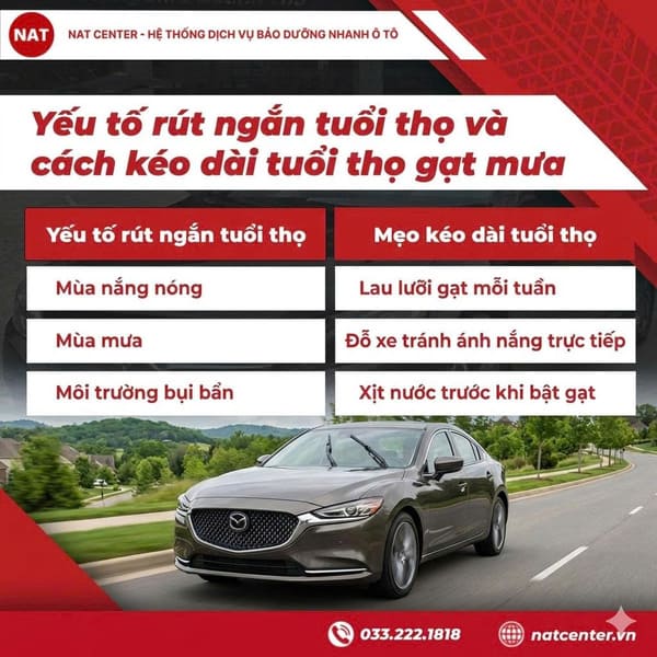 Khi nào gạt mưa cho xe Mazda 6 cần thay và cách kéo dài tuổi thọ