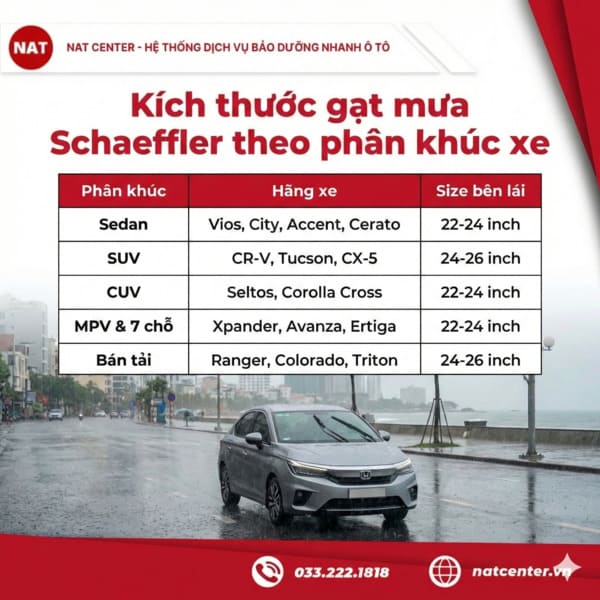 Xác định kích thước gạt mưa Schaeffler theo phân khúc xe