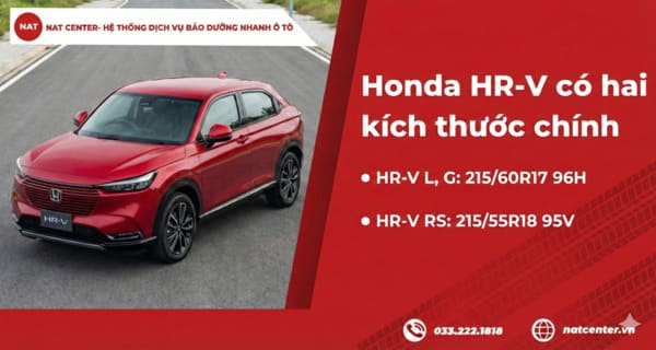 Honda HR-V phù hợp với hai kích thước chính tùy phiên bản