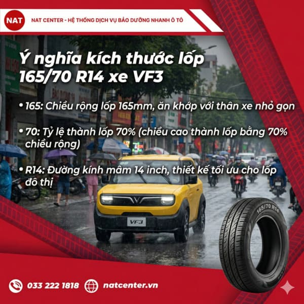 Ý nghĩa kích thước 165/70 R14 cho lốp xe VF3 chi tiết từ NAT Center