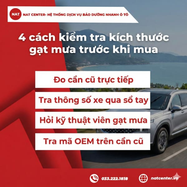 Kiểm tra kích thước gạt mưa Santafe trước khi mua tại NAT Center