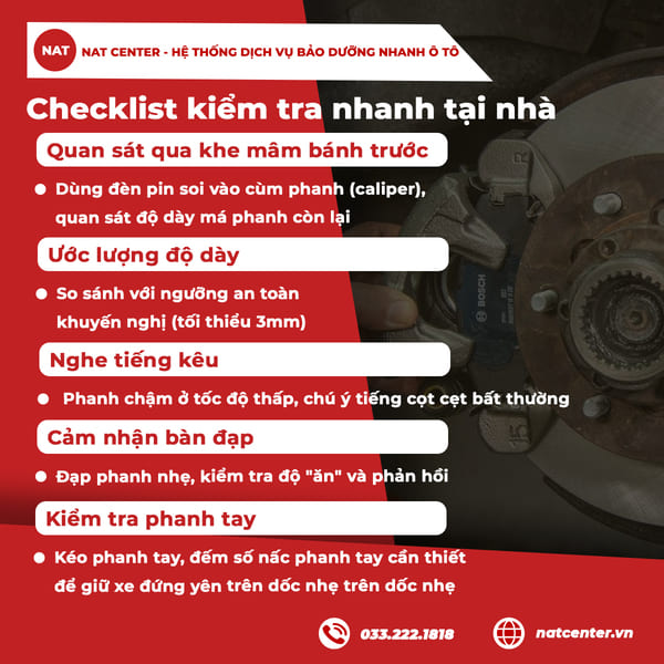 Kiểm tra má phanh nhanh 