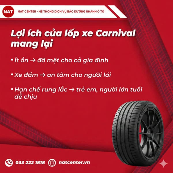 Lợi ích của lốp xe Carnival mang lại