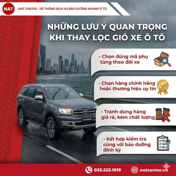 Những lưu ý quan trọng khi thay lọc gió động cơ