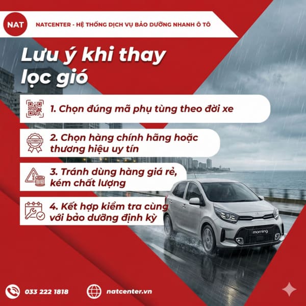 Lưu ý khi thay lọc gió động cơ theo NAT Center