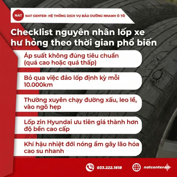 Nguyên nhân gây hư hỏng lốp xe theo thời gian