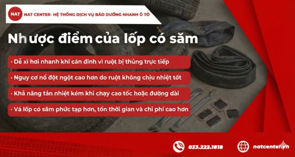 Nhược điểm của lốp Kia Soluto có săm theo NAT Center