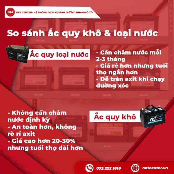 So sánh ắc quy khô và nước 