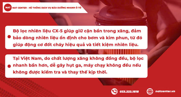 Các tác dụng lọc xăng Mazda CX5