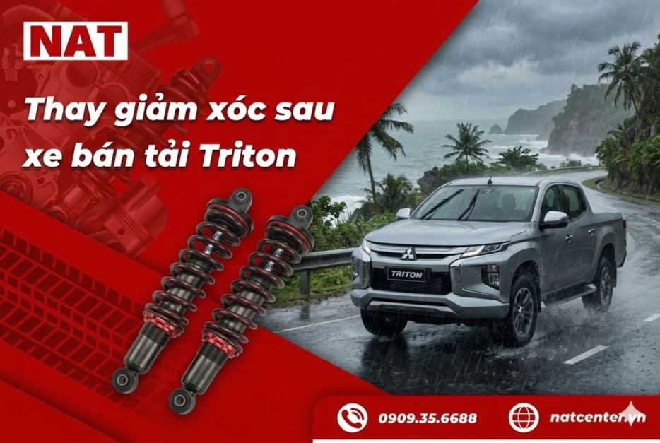 Thay giảm xóc sau Triton 