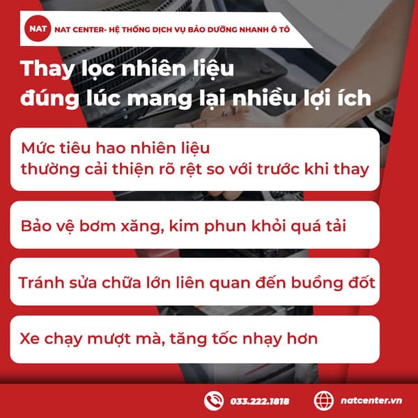 Lợi ích khi thay lọc xăng đúng lúc theo NAT Center