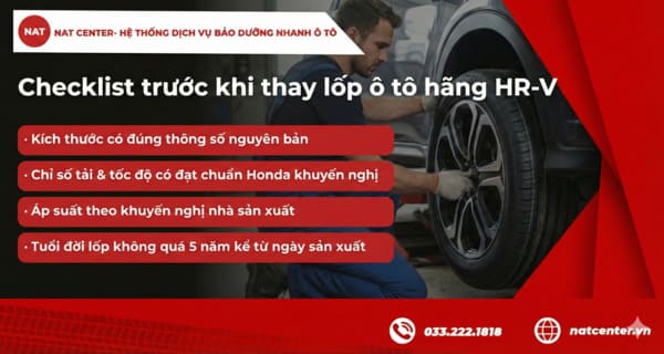 Checklist trước khi thay lốp HRV từ NAT Center