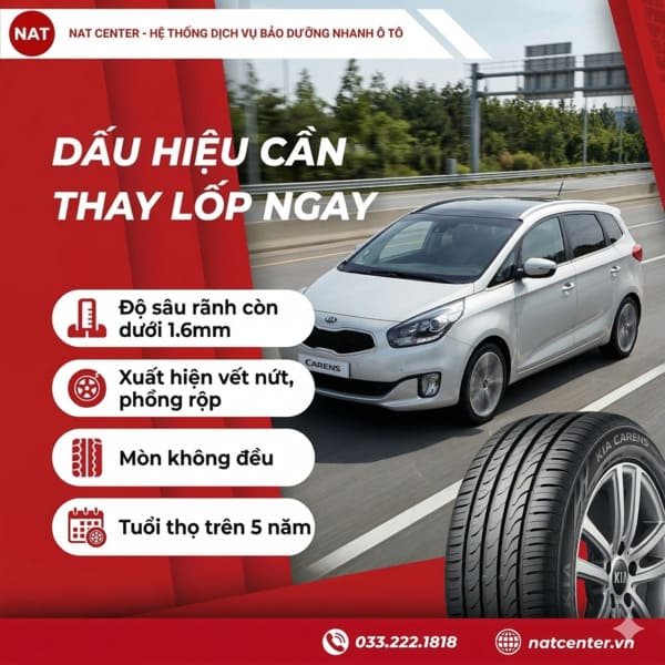 Các dấu hiệu nên thay lốp Kia Carens 