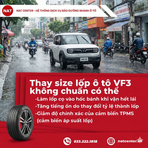 Hậu quả khi thay kích thước lốp sai