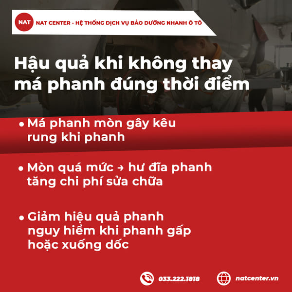 Hậu quả khi thay má phanh sai thời điểm 