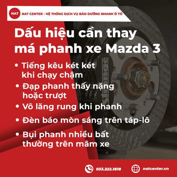 Dấu hiệu thay má phanh theo NAT Center
