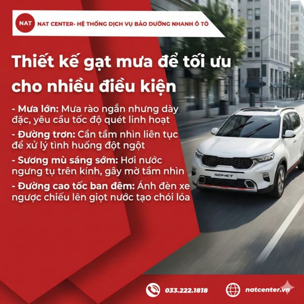 Thiết kế gạt mưa xe Kia Sonet để tối ưu cho nhiều điều kiện