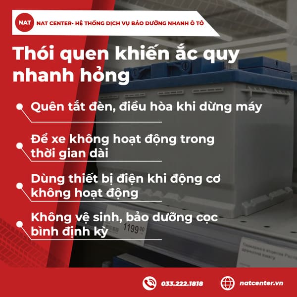 Thói quen xấu sử dụng ắc quy 