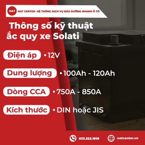 Những thông số ắc quy xe Solati 