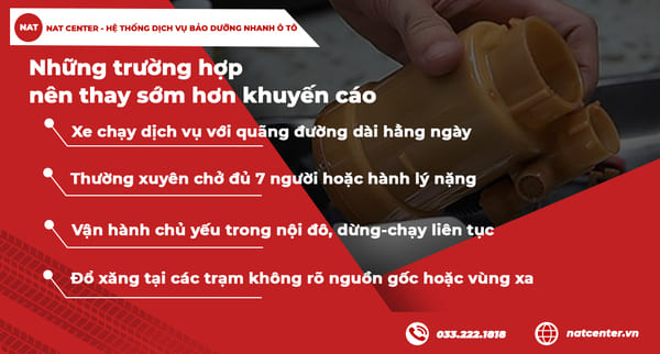 Trường hợp lọc xăng cần thay sớm