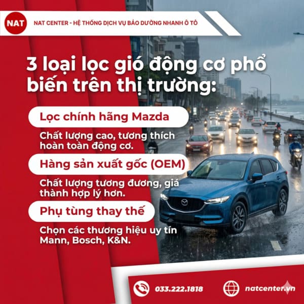 Các loại lọc gió động cơ Mazda CX5 phổ biến