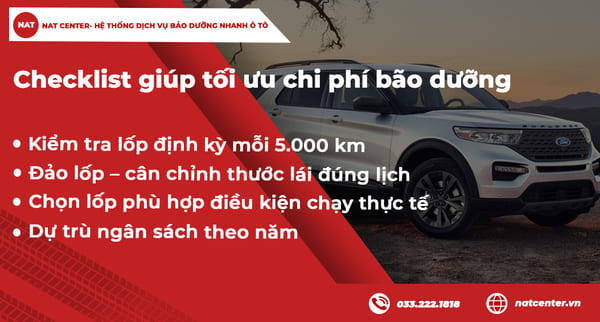 Checklist chi phí bảo dưỡng xe Ford Explorer theo NAT Center