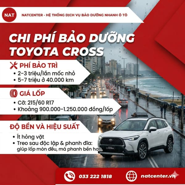 Chi phí bảo dưỡng xe Toyota Cross