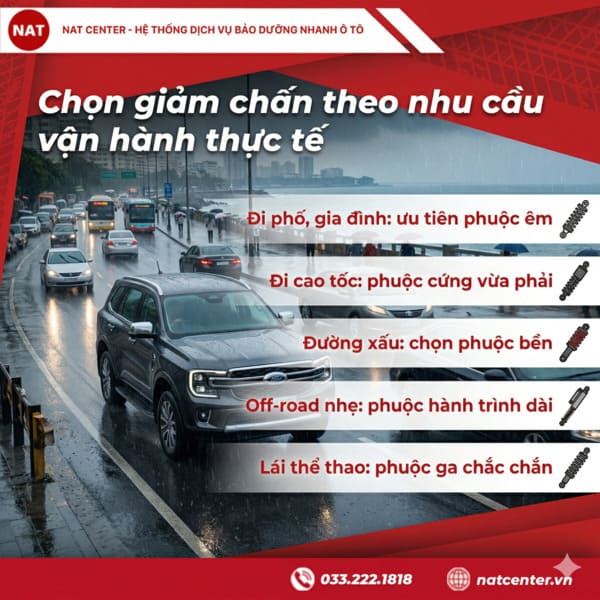 Chọn giảm xóc Ford Everest theo nhu cầu vận hành