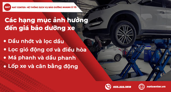 Hạng mục chi phí bảo dưỡng xe