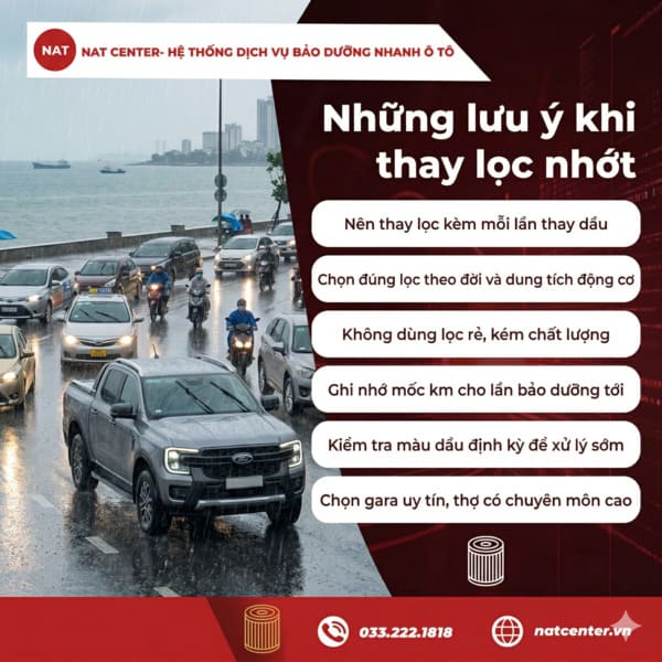 Các lưu ý khi thay lọc nhớt theo NAT Center