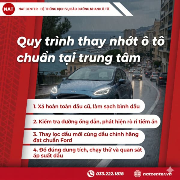 Quy trình thay nhớt xe Ford Fiesta chuẩn theo NAT Center