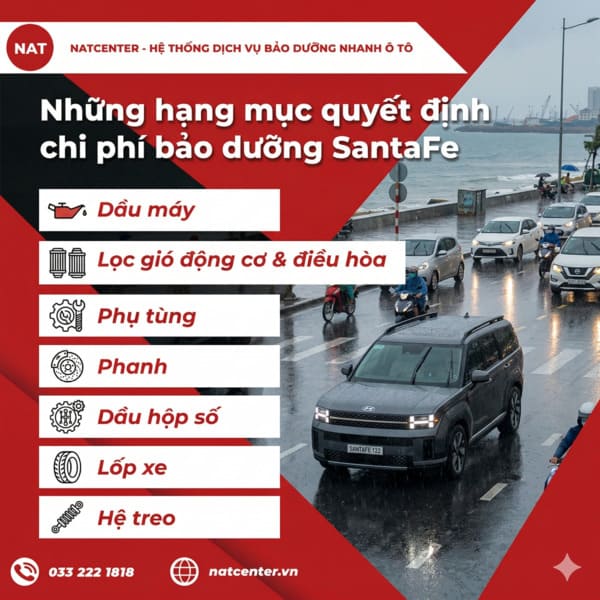Hạng mục bảo dưỡng santafe máy dầu theo NAT Center