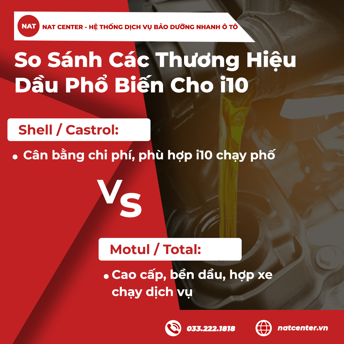 Xe i10 thay dầu gì theo NAT Center