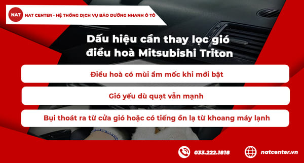 Dấu hiệu lọc gió điều hoá Triton cần thay