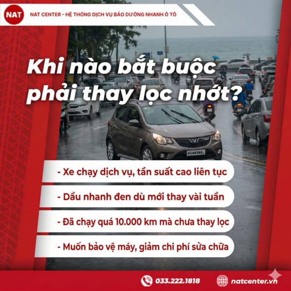 Thay lọc nhớt Fadil bắt buộc theo NAT Center